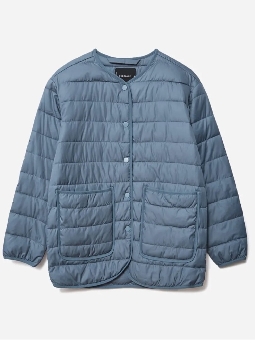 Everlane Blue Quilted Snap-Front “Renew Channeled Liner” Jacket - Size S